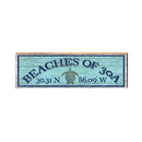 Beaches of 30A Sea Turtle Blue Latitude Longitude | Real Wood Wall Art Print
