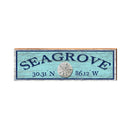Seagrove Sand Dollar Blue Latitude Longitude | Real Wood Wall Art Print