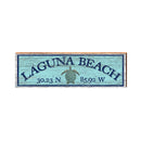 Laguna Beach Sea Turtle Blue Latitude Longitude | Real Wood Wall Art Print