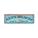 Alys Beach Sand Dollar Blue Latitude Longitude | Real Wood Wall Art Print