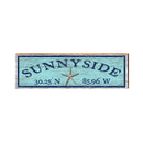 Sunnyside Starfish Blue Latitude Longitude | Real Wood Wall Art Print