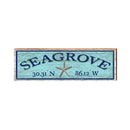 Seagrove Starfish Blue Latitude Longitude | Real Wood Wall Art Print