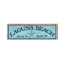 Laguna Beach Starfish Blue Latitude Longitude | Real Wood Wall Art Print