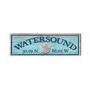 Watersound Sand Dollar Blue Latitude Longitude | Real Wood Wall Art Print