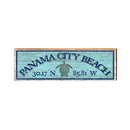 Panama City Beach Sea Turtle Blue Latitude Longitude | Real Wood Wall Art Print