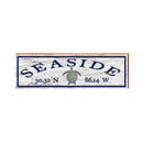 Seaside Sea Turtle White Latitude Longitude | Real Wood Wall Art Print