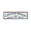 Laguna Beach Starfish White Latitude Longitude | Real Wood Wall Art Print