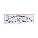 Blue Mountain Beach Yellow Bike White Latitude Longitude | Real Wood Wall Art Print
