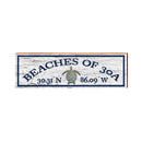 Beaches Of 30A Sea Turtle White Latitude Longitude | Real Wood Wall Art Print