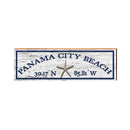 Panama City Beach Starfish White Latitude Longitude | Real Wood Wall Art Print