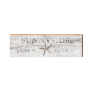 Sunnyside Starfish White Distressed Latitude Logitude | Real Wood Wall Art Print