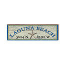 Laguna Beach Starfish Blue White Latitude Longitude | Real Wood Wall Art Print