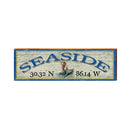 Seaside Mermaid Blue White Latitude Longitude | Real Wood Wall Art Print