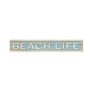 Beach Life White Coastal Blue Sign | Real Wood Wall Art Print
