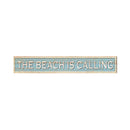 The Beach is Calling White Coastal Blue | Real Wood Wall Art Print