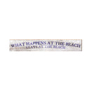 What Happens At The Beach Navy Coastal White Sign | Real Wood Wall Art Print