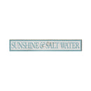 Sunshine & Salt Water Coastal Blue Sign | Real Wood Wall Art Print