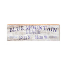 Blue Mountain Beach Navy Coastal White Latitude Longitude | Real Wood Wall Art Print