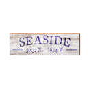 Seaside Navy Coastal White Latitude Longitude | Real Wood Wall Art Print