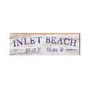 Inlet Beach Navy Coastal White Latitude Longitude | Real Wood Wall Art Print