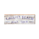 Laguna Beach Navy Coatal White Latitude Longitude | Real Wood Wall Art Print