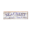 Seacrest Navy Coatal White Latitude Longitude | Real Wood Wall Art Print