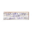 Panama City Beach Navy Coastal White Latitude Longitude | Real Wood Wall Art Print