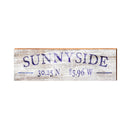 Sunnyside Navy Coastal White Latitude Longitude | Real Wood Wall Art Print