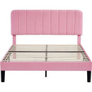 Full size Pink Upholstered Platform Bed Frame with Headboard