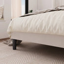 Full size White Velvet Upholstered Platform Bed Frame with Wingback Headboard