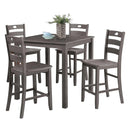 36"H Solid Rubberwood and Wood Veneer 5-Piece Counter Ht. Table Set