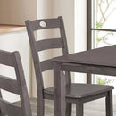 30"H Solid Rubberwood 5-Piece Dining Table Set with Slat Back Chairs