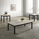 Findlay 3-Piece 47.5 in. Rectangle Faux Marble Top Coffee Table Set with Solid Wood Legs