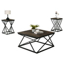 Borup Rustic 31.5" 3-Piece Coffee Table Set with Decorative Wrought Metal Side