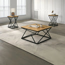 Borup Rustic 31.5" 3-Piece Coffee Table Set with Decorative Wrought Metal Side