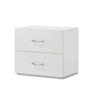Stoholm Modern White Nightstand with 2-Drawer and Chrome Handles