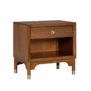 Hepburne Mid Century Walnut 1-Drawer 26 in. Nightstand with Touch Light