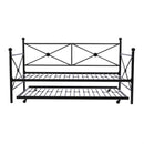 Full size Black Metal Daybed Frame with Twin Roll-out Trundle