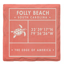 Folly Beach Fun Facts Coral | Drink Coaster Set