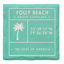 Folly Beach Fun Facts Teal | Drink Coaster Set