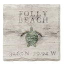 Folly Beach Sea Turtle Latitude Longitude | Drink Coaster Set