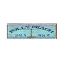Folly Beach Lighthouse Latitude Longitude | Drink Coaster Set | Wall Art Print on Real Wood