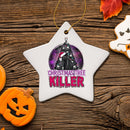 Black Cat Christmas Tree Killer Funny Emo Ornament, Spooky and Creepy Holiday Decor