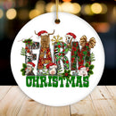 Enchanting Farm Christmas Ceramic Ornament with Horse, Pig, Goat, Cattle and Hog