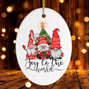 Joy to the World Christmas Ornament with Gnomes