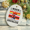 Quirky Antisocial Rooster Ceramic Ornament, Cute and Funny Christmas Gift
