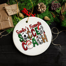 Santa’s Favorite Soccer Coach Christmas Plaid Theme Ornament