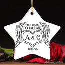 Minimalist Skeleton Couple Personalized Ornament, Spooky Wedding Keepsake Gift