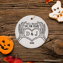Minimalist Skeleton Couple Personalized Ornament, Spooky Wedding Keepsake Gift