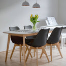 Set of 4 Modern Mid-Century Style Black PU Leather Dining Chairs with Wood Legs